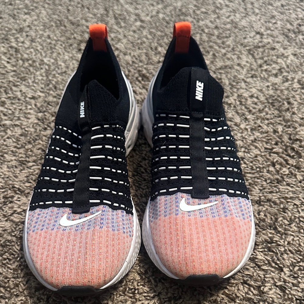Nike Black and Orange Phantom Run 2 Slip-On Shoes Size 7